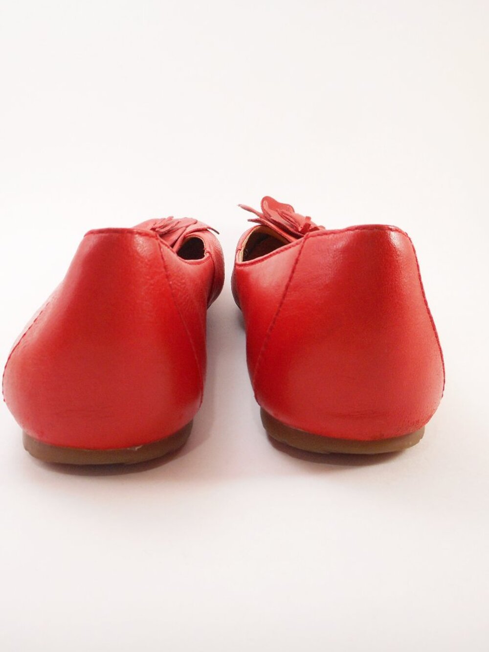 Born Women's Size 7.5 M/W Shoes Red-Orange Leather Flower Slip On Flats - Picture 8 of 10